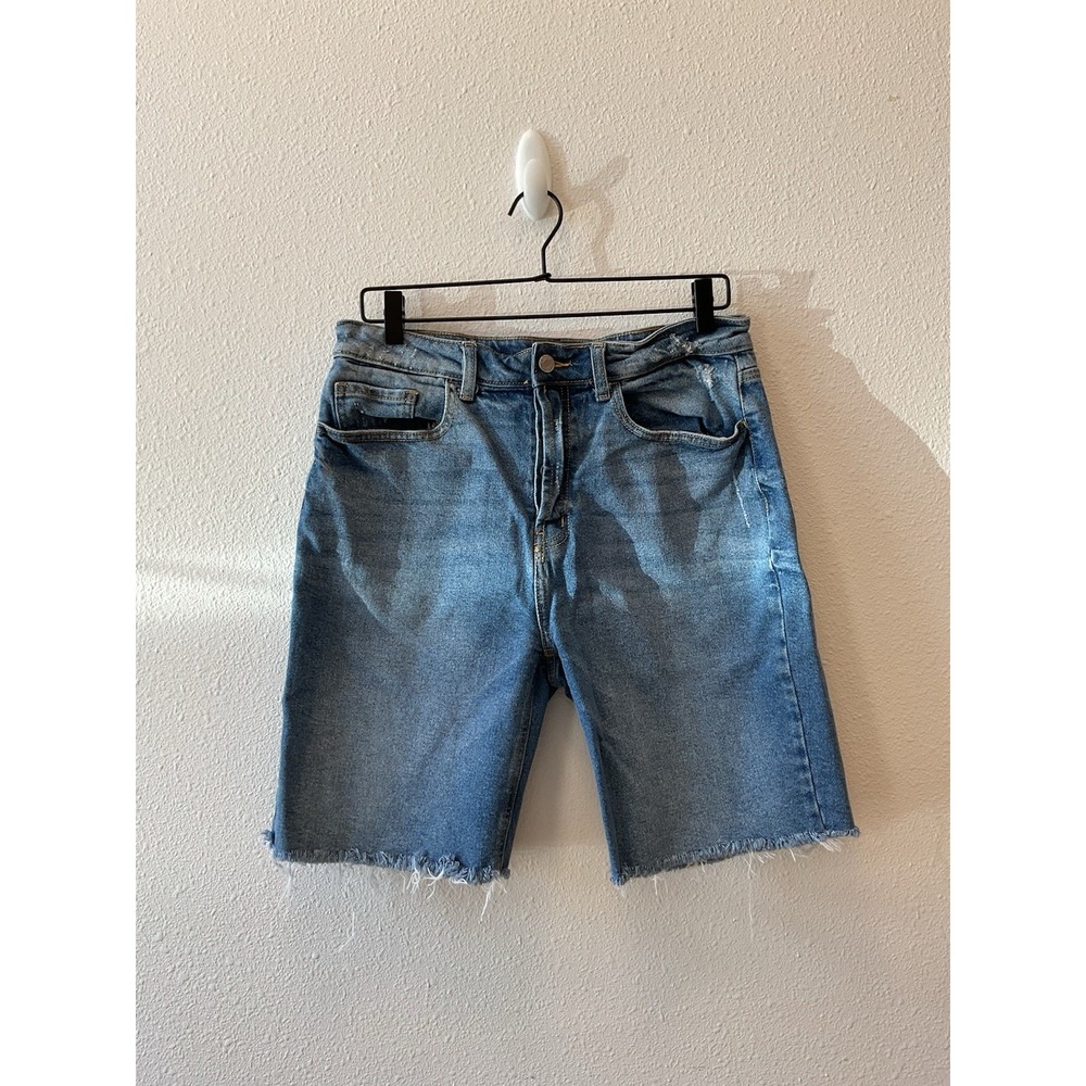 Cello High Rise Distressed Frayed Bermuda Shorts X- Large